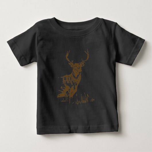 茶色のバック芸術的スケッチ ベビーTシャツ (正面)