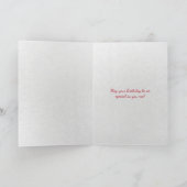 茶色のバッグの誕生日の赤いチューリップ カード (内部)