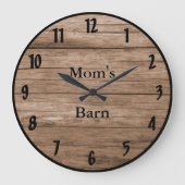 茶色のバーンウッドスタイルカスタマイズ可能素朴な外観 ラージ壁時計 (正面)