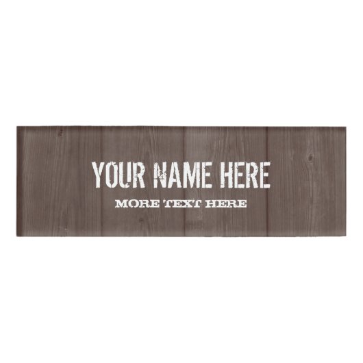 茶色のバーンドウッドの素朴な名前タグバッジ 名札 (正面)