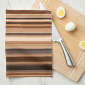 茶色のパタストライプのーン キッチンタオル (四つ折り)