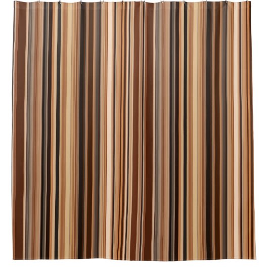 茶色のパタストライプのーン シャワーカーテン (正面)