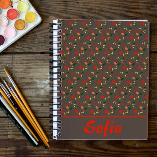 茶色のパターンフローラポピー野花プランナー プランナー手帳