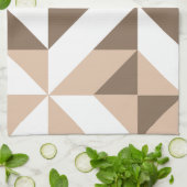 茶色のパッチワーク幾何学的なデコキューブパターン キッチンタオル (折り畳み)