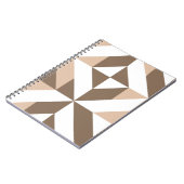 茶色のパッチワーク幾何学的なデコキューブパターン ノートブック (左側)