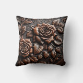 茶色のパネルにバラの複雑な木彫り クッション (裏面)