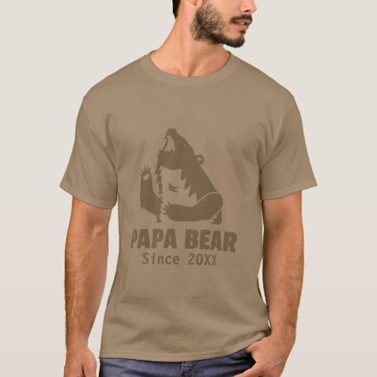 茶色のパパベア 父の日ギフト Tシャツ (正面)