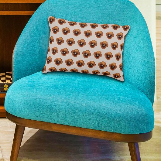 茶色のパンジーの花のシームレスなパターンをオン アクセントクッション