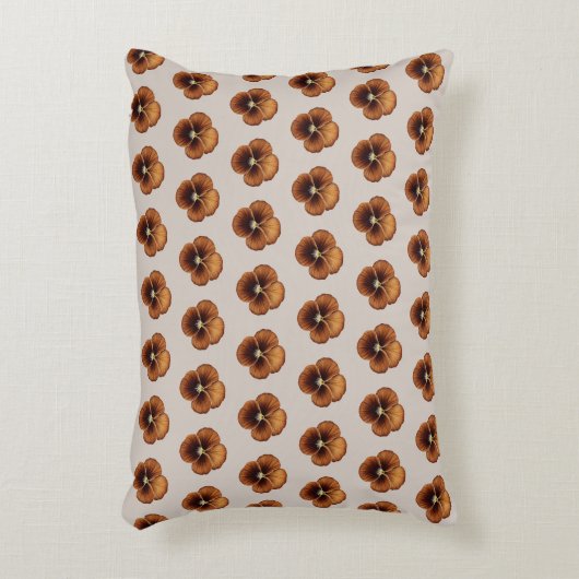 茶色のパンジーの花のシームレスなパターンをオン アクセントクッション (正面(垂直))