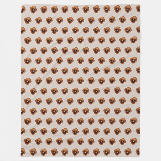 茶色のパンジーの花のシームレスなパターンをオン フリースブランケット (正面)