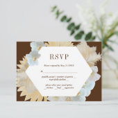 茶色のパンパス草とオーキッドの結婚式招待状カード 出欠カード (スタンド正面)