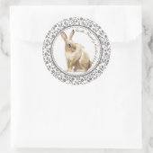 茶色のパーソナライズされたイースターウサギ ラウンドシール (バッグ)