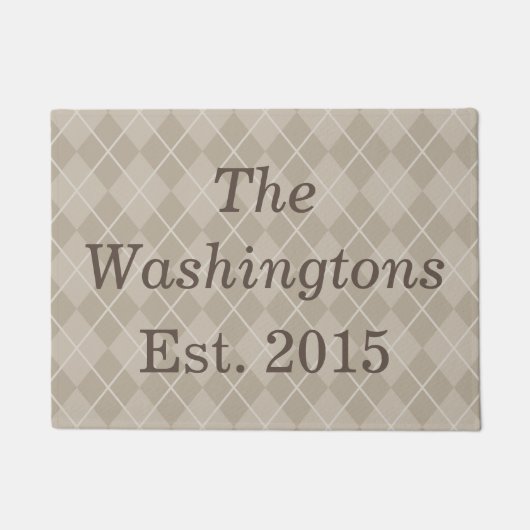 茶色のパーソナライズされた書式 ドアマット (正面)