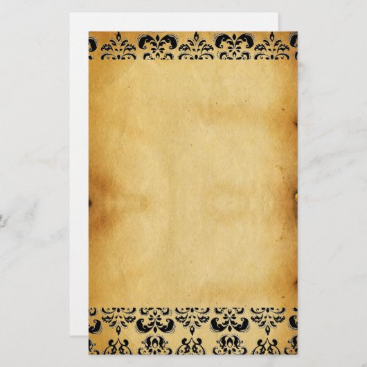 茶色のパーチメントダマスク 便箋 (正面/裏面)