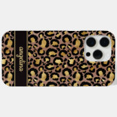 茶色のヒョウ柄に金の箔押しのモノグラム Case-Mate iPhoneケース (裏面 (横))