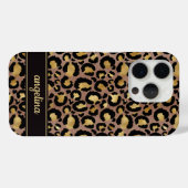 茶色のヒョウ柄に金の箔押しのモノグラム Case-Mate iPhoneケース (裏面 (横))