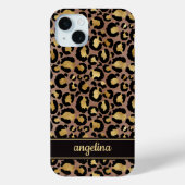 茶色のヒョウ柄に金箔押しのモノグラム Case-Mate iPhoneケース (裏面)