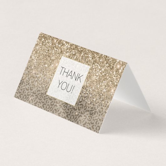 茶色のヒョウ柄 ゴールドグリッター 輝き (正面)