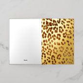 茶色のヒョウ柄 箔グリーティングカード (外側レイダウン)
