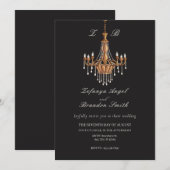 茶色のビンテージシャンデリア ウェディング 招待状 (正面/裏面)