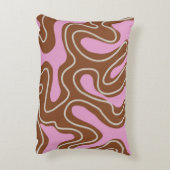 茶色のピンクの大理石ボホ溝状の液体スワールパターン アクセントクッション (裏面(縦))