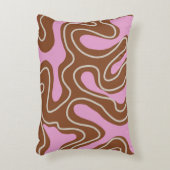 茶色のピンクの大理石ボホ溝状の液体スワールパターン アクセントクッション (正面(垂直))