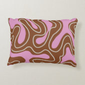 茶色のピンクの大理石ボホ溝状の液体スワールパターン アクセントクッション (裏面)