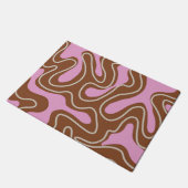 茶色のピンクの大理石ボホ溝状の液体スワールパターン ドアマット (アングル)
