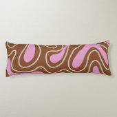 茶色のピンクの大理石ボホ溝状の液体スワールパターン ボディピロー (裏面)