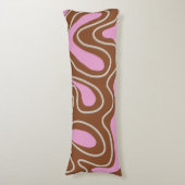 茶色のピンクの大理石ボホ溝状の液体スワールパターン ボディピロー (正面縦)
