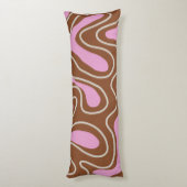 茶色のピンクの大理石ボホ溝状の液体スワールパターン ボディピロー (裏面 (縦))