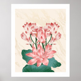茶色のピンクの審美的な花のキャンバス印刷 ポスター