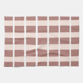 茶色のピンクストライプ色 キッチンタオル (横)