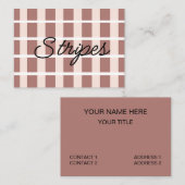 茶色のピンクストライプ色 名刺 (正面/裏面)