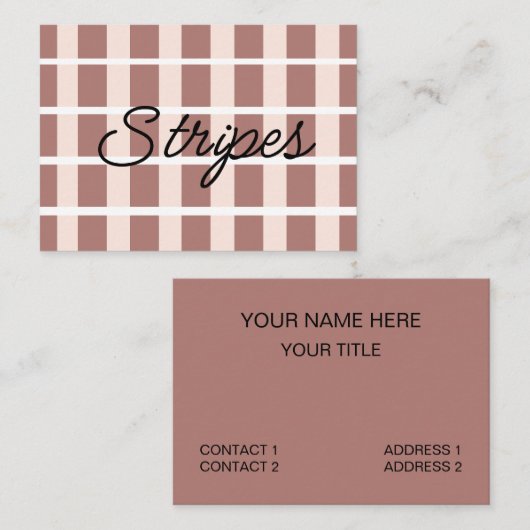 茶色のピンクストライプ色 名刺 (正面/裏面)
