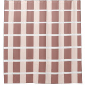 茶色のピンク色のストライプパターン シャワーカーテン (正面)