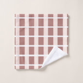 茶色のピンク色のストライプパターン バスタオルセット (ウォッシュタオル)