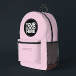茶色のピンク |ロパーソナライズされたゴと企業の文字 プリントバックパック<br><div class="desc">パステルクラシックピンクとチョコレートブラウン |ロパーソナライズされたゴと企業の文字のモダンBusiness Printed Backpack</div>