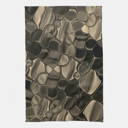 茶色のピース、円、丸みを帯びたシェイプ キッチンタオル (縦)