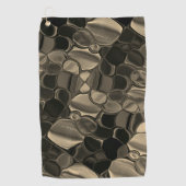 茶色のピース、円、丸みを帯びたシェイプ ゴルフタオル (正面)