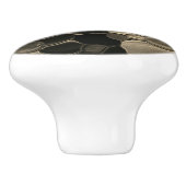 茶色のピース、円、丸みを帯びたシェイプ セラミックノブ (側面)