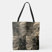 茶色のピース、円、丸みを帯びたシェイプ トートバッグ (正面)