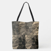 茶色のピース、円、丸みを帯びたシェイプ トートバッグ (裏面)