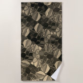 茶色のピース、円、丸みを帯びたシェイプ ビーチタオル (正面)