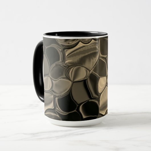 茶色のピース、円、丸みを帯びたシェイプ マグカップ (正面左)