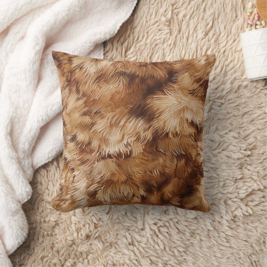 茶色のファー抽象芸術 クッション (ブランケット)