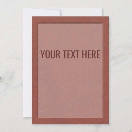 茶色のフェイクレザーのテクスチャ 案内状 (正面)