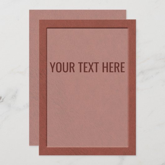 茶色のフェイクレザーのテクスチャ 案内状 (正面/裏面)