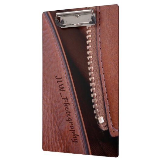 茶色のフェイクレザーの考えを解凍したパーソナライズされた クリップボード (左)