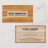 茶色のフェイク木材の質感のリフォーム 名刺 (正面/裏面)